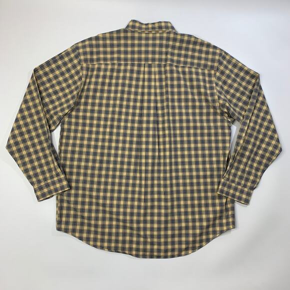 Vintage Eddie Bauer Shirt Mens L Large Navy Sand Plaid Long Sleeve Button Down - Picture 7 of 10